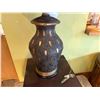 Image 2 : Table Lamp w/ Black Carved Base & Off-White Pleated Shade 38"H