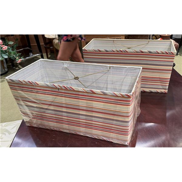 Qty 2 Striped Rectangular Lamp Shades 22" x 10" x 10"H