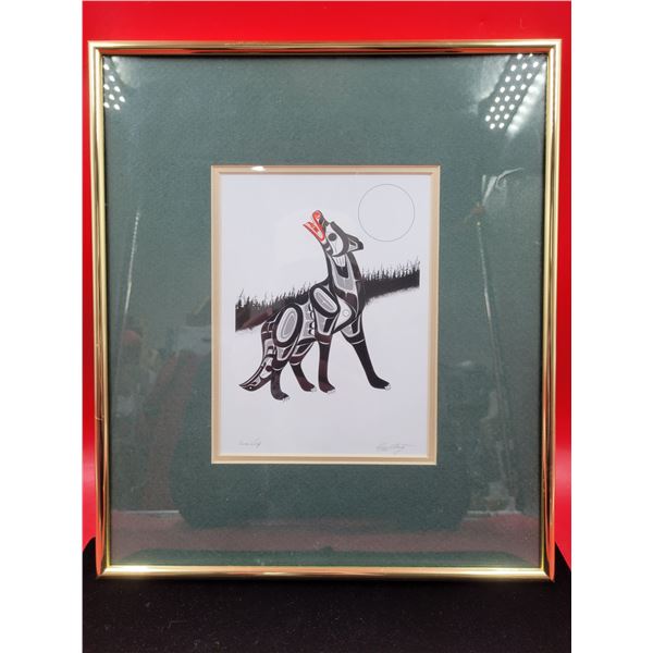 Signed & Framed "Timber Wolf" Print by Richard Shorty