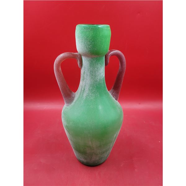 Frosted Green Art Glass Vase