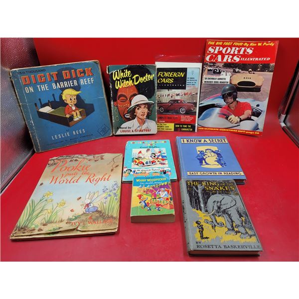 VTG Books & Magazines w/ Woody Woodpecker, Sports Cars Illustrated, & More