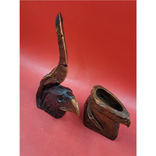 2 Hand-Carved Indigenous Eagle Pieces