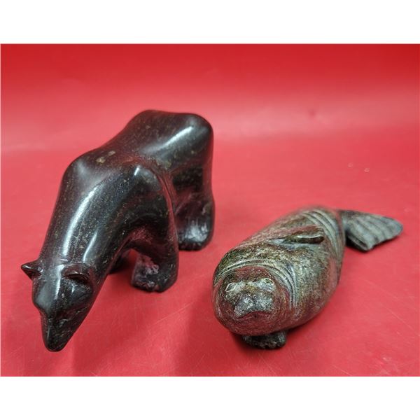 2 Hand-Carved Stone Figurines