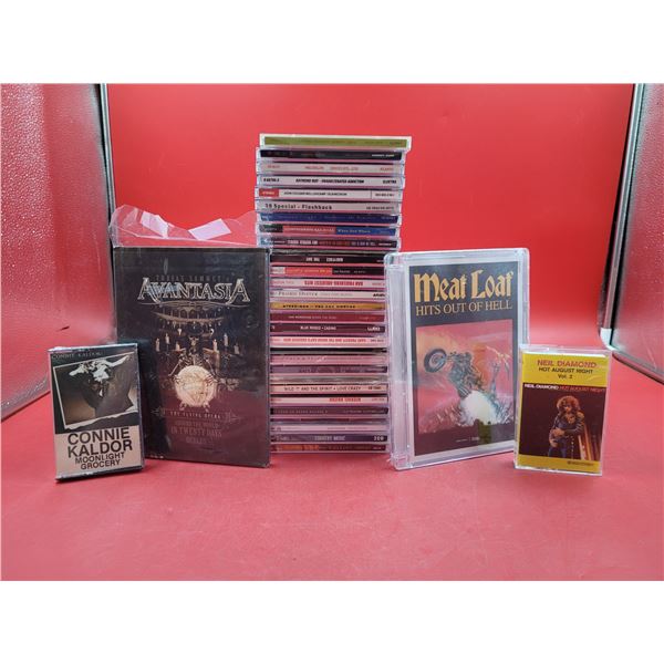 Lot of Assorted CDs, Concert DVDs, & 2 Cassette Tapes
