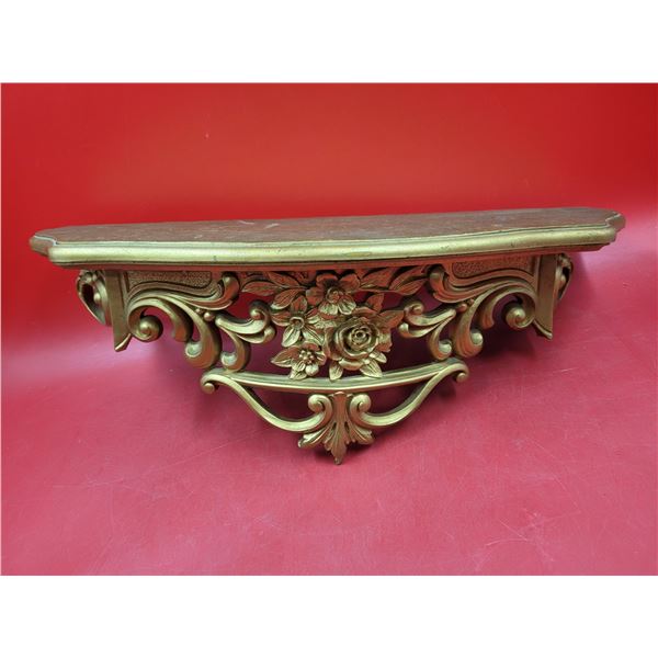 Ornate Gold-Tone Wall Shelf Made in USA
