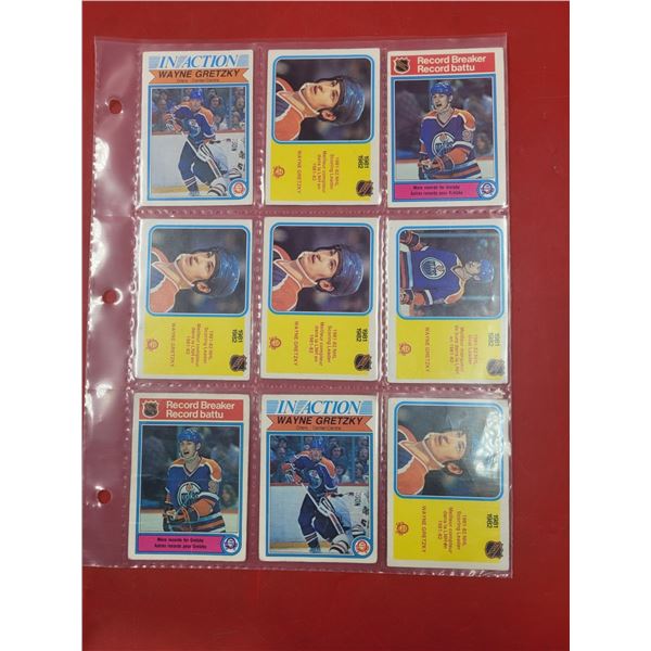 Sheet of VTG Wayne Gretzky Hockey Cards