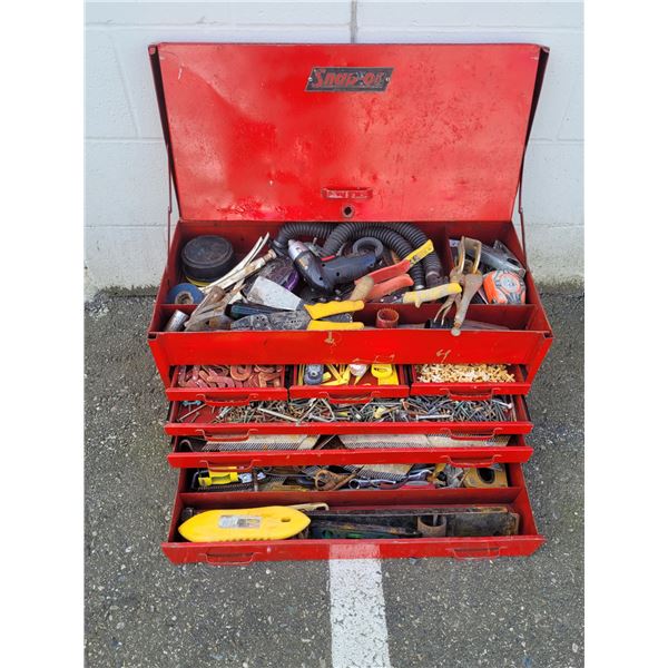 Toolbox Full of Tools and VTG Snap-on Badge