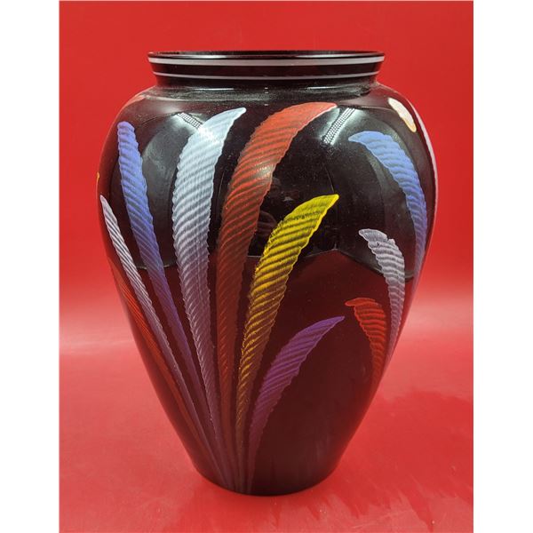 VTG Hand Painted Art Glass Vase