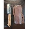 Image 1 : Hand Forged Steel Knife w/ Leather Sheath