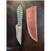 Image 1 : Hand Forged Damascus Steel Knife w/ Leather Sheath