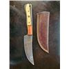 Image 1 : Hand Forged Damascus Steel Knife w/ Leather Sheath