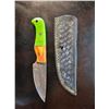 Image 1 : Hand Forged Damascus Steel Knife w/ Leather Sheath