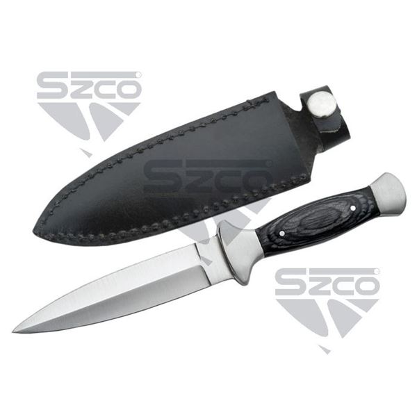 SZCO 9" BLACK WOOD BOOT KNIFE
