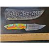 Image 1 : Hand Forged Damascus Steel Knife w/ Leather Sheath