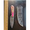 Image 1 : Hand Forged Damascus Steel Knife w/ Leather Sheath