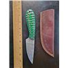 Image 1 : Hand Forged Damascus Steel Knife w/ Leather Sheath