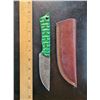 Image 1 : Hand Forged Damascus Steel Knife w/ Leather Sheath