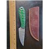 Image 1 : Hand Forged Damascus Steel Knife w/ Leather Sheath