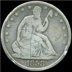 1858O Seated Half Better Circulated (COI-5860)