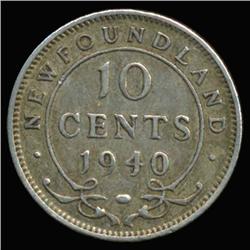 1940 Canada Newfoundland 10c Silver Hi Grade RARE (COI-6746)