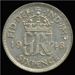 1946 British Silver Six Pence High Grade AU+ (COI-6795)