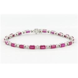 4+ct Pink Ruby & Diamond 18k White Gold Bracelet (JEW-1477)