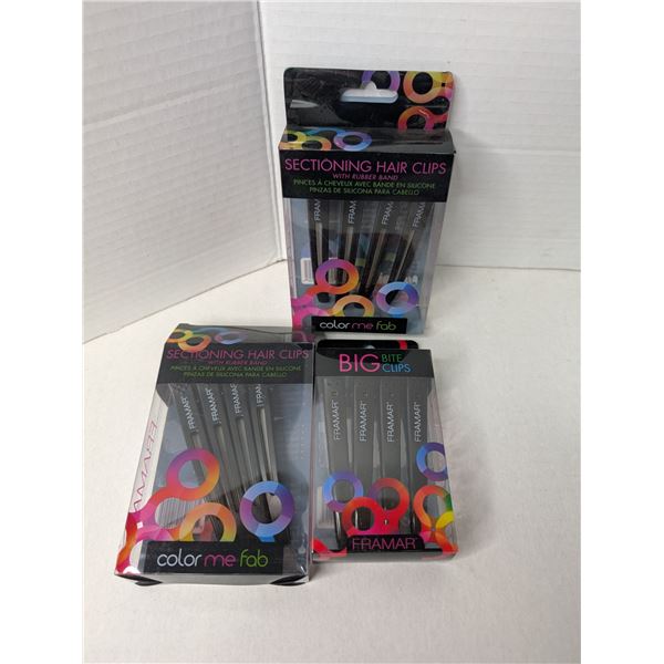 Framar Sectioning Hair Clips w/rubber band and Big Bite Clips