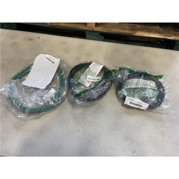 3 AS NEW 6FT BLACK / GREEN INDOOR OUTDOOR HEAVY DUTY LIGHTED 3 WIRE GROUNDED EXTENSION CORD 14AWG