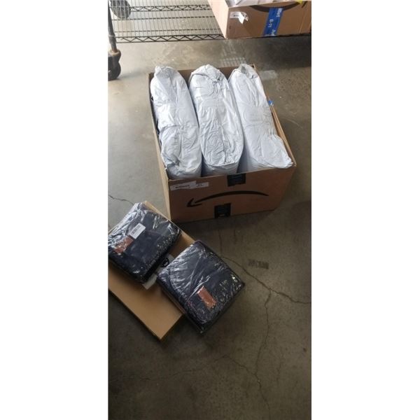 3 NEW CAR HEADLINER REPLACEMENTS AND 2 SEAT COVER SETS AND WHEEL COVER