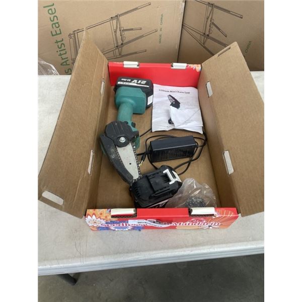 LITHIUM MINI CHAIN SAW W/ CHARGER - TESTED WORKING