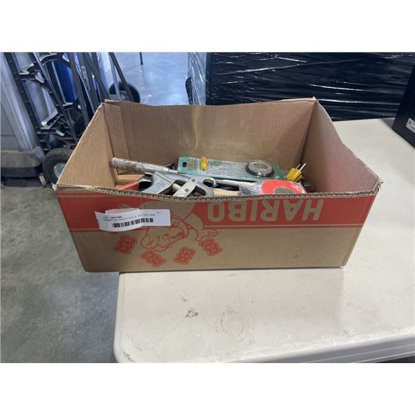 ASSORTED AHDNT OOLS, AIR GUN, AND NEW BIKE LOCK