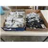 Image 1 : 2 TRAYS OF NEW DOOR HARDWARE - STOPPERS, HINGES, PLATES, ETC