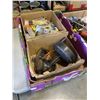 Image 2 : TRAY OF ASSORTED SHOP HARDWARE AND ROTARY TOOL, GLU GUNS ETC AND TRAY OF HALOGEN REPLACEMENT BULBS, 