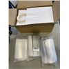 Image 1 : CASE OF 100 WHITE KRAFT PAPER BAGS 8" X 4.75" AND 3 BAGS OF 200 CLEAR ENVELOPE POUCHES