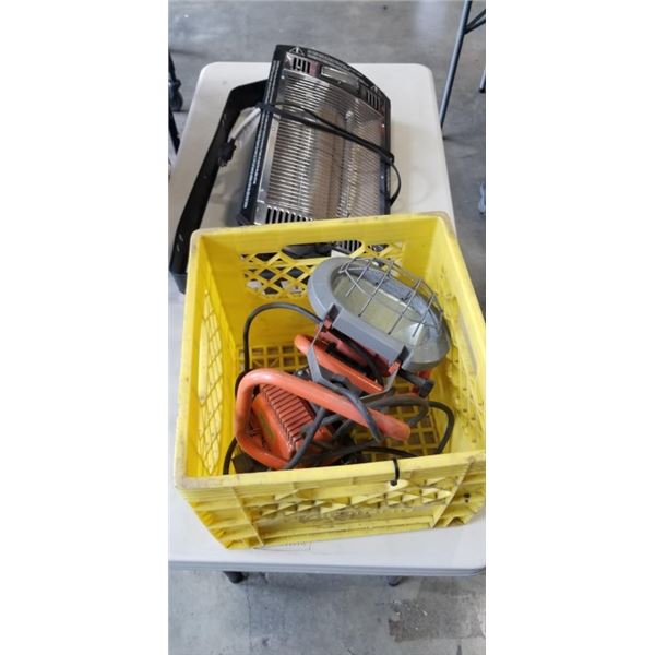 2 SHOP LIGHTS AND ELECTRIC HEATER