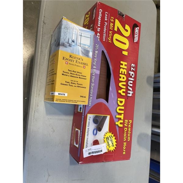 20FT HEAVY DUTY HOSE AND BOX OF WHITE EPOXY ENAMEL