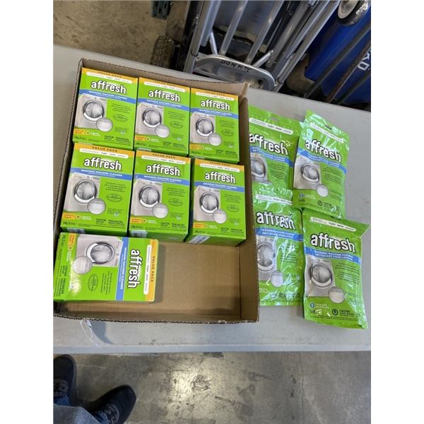 7 NEW BOXES AND 4 BAGS OF AFFRESH WASHING MACHINE CLEANER