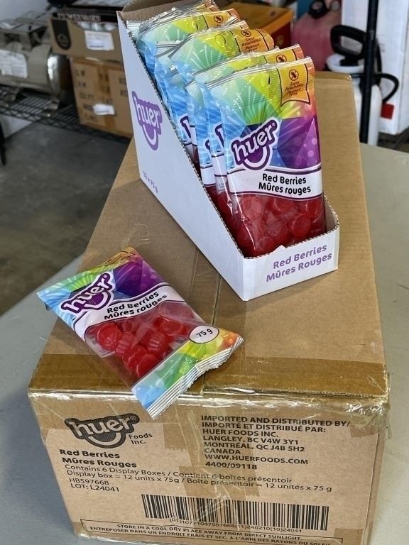 Red Berry Case CASE OF HUER RED BERRIES, 72 BAGS 75GRAMS EACH, 6 DISPLAY BOXES OF 12,
