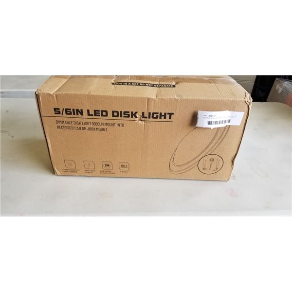 12 PACK NEW LED DISK LIGHTS, AND PLUG IN PENDANT LIGHT
