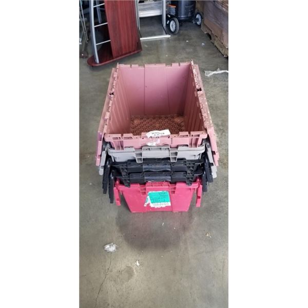 5 STACKING TOTES WITH BUILT IN LIDS