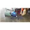 Image 2 : ASSORTED BROOMS, SQUEEGIE, AND LOBBY DUST PANS