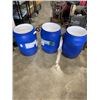 Image 1 : 3 BLUE 40 LITER FOOD GRADE PLASTIC DRUMS