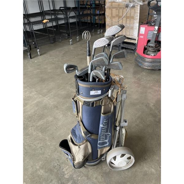 SET OF SPECTRA CERAMIC MATRIX GOLD CLUBS WITH BAG AND CART