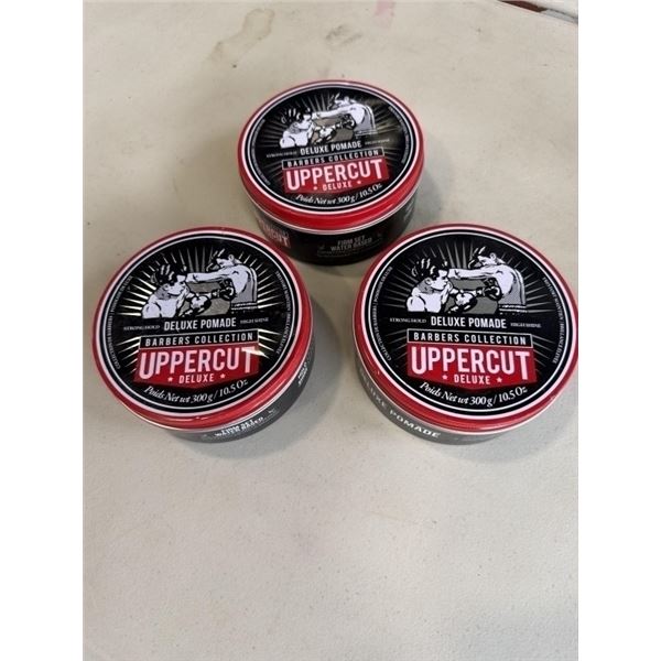$210 RETAIL 3 NEW UPPERCUT DELUXE POMADESTRONG HOLD HIGH SHINE 300G / 10.5 OZ TINS RETAIL $70 EACH, 