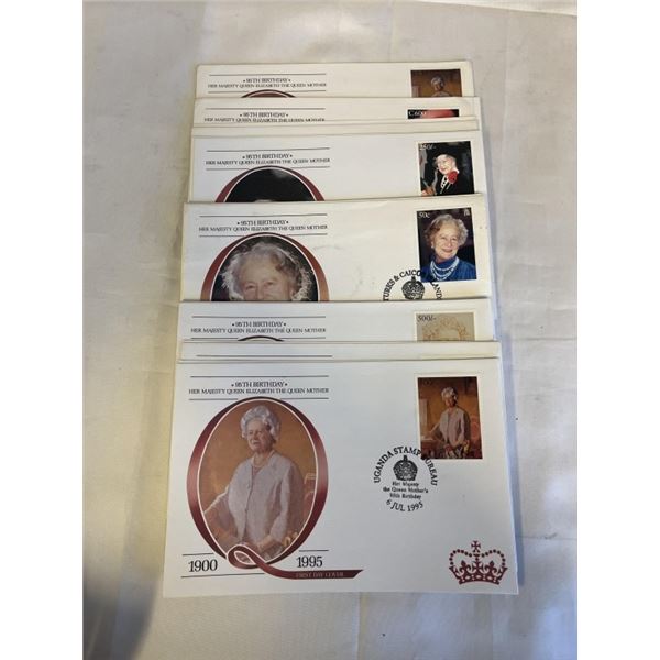 LOT OF 95TH BIRTHDAY QUEEN ELIZABETH STAMPED MAILING ENVELOPES, 24 TOTAL