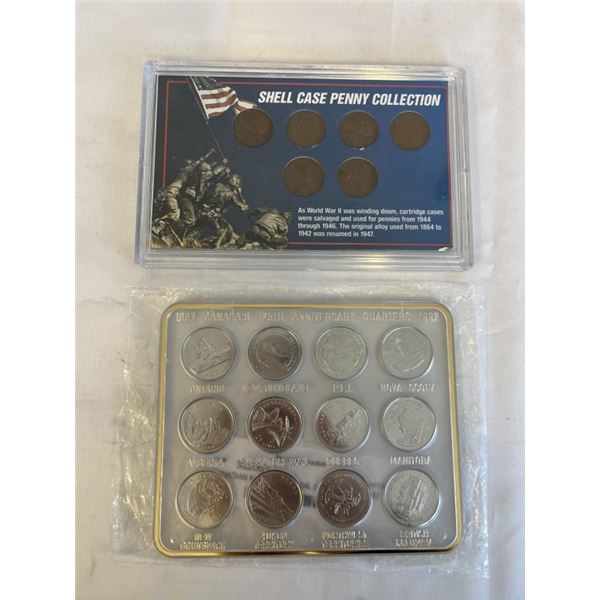 CANADIAN MINT CENTENNIAL QUARTER SET AND WWII SHELL CASE PENNY COLLECTION