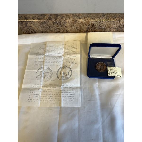 RARE ONLY 500 MADE 1969 YELLOWHEAD HWY KAMLOOPS MILE ZERO BRONZE TOKEN W/ PAPER FROM CLUB