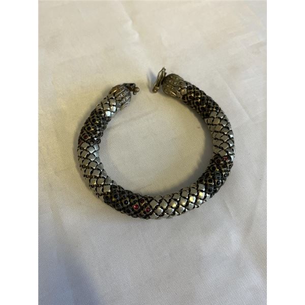 VINTAGE SILVER W/ STONES BANGLE BRACELET