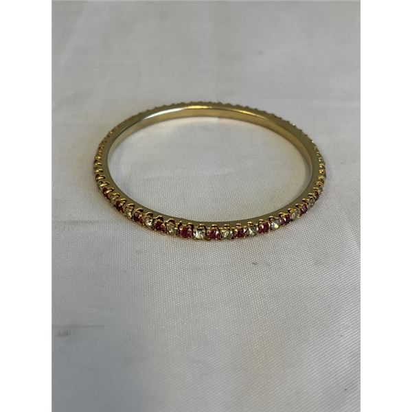 GOLD W/ RED AND WHITE STONES BANGLE