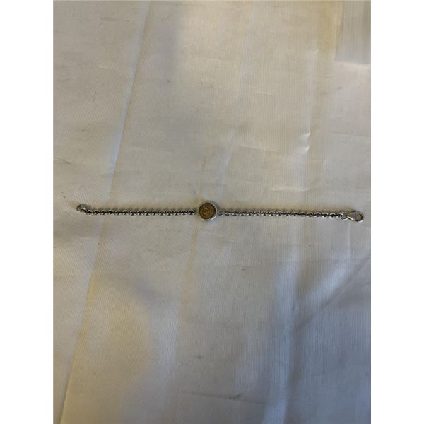 STERLING SILVER LINKS W/ ROMAN COIN BRACELET, MARKED 925